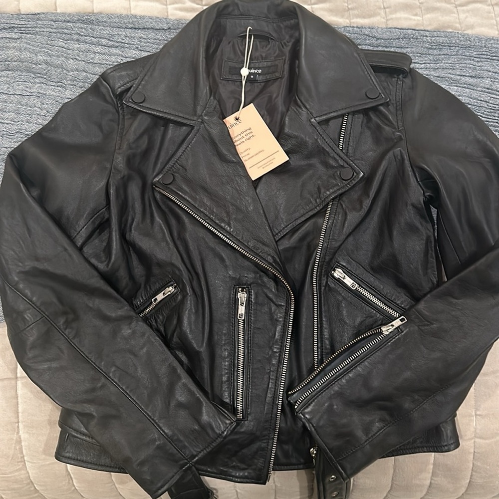 Quince 100% Leather Motorcycle Jacket Black NWT Small - Picture 7 of 7